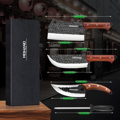 Coffret 3 Couteaux Forgés à la Main + Affûteur